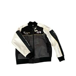 Riot Empire Mens M  Black & White Racing Jacket embroidered detail NEW